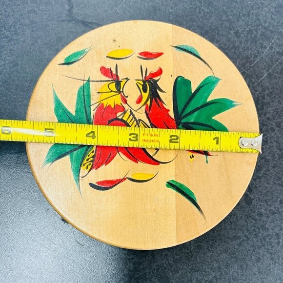 Vintage MCM Rooster Hand Painted Wood Wooden Hamburger Press Wall Plaque - Picture 6 of 7